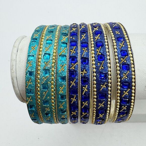 Set Of 8 Traditional Indian Bollywood Style Bangle Bracelets Bridal Wedding - Picture 1 of 13